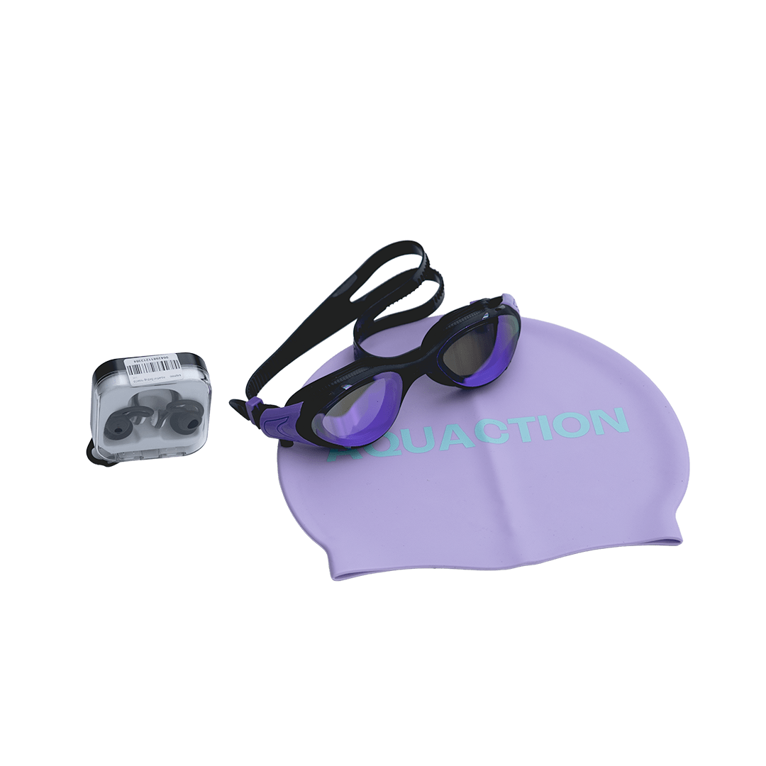 Aktiiviuimarin uimalasipaketti - sisältää AquaCore uimalasit, uimalakin & korvatulppa - ja nenäklipsusetinAquaction
