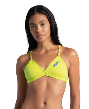 Team Swim Top Tie Back Solid women's bikini top, green