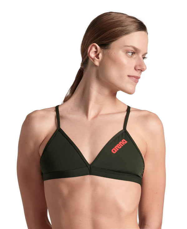 Team Swim Top Tie Back Solid naisten bikiniyläosa, tummanvihreä