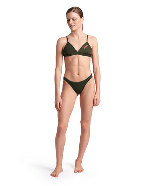 Team Swim Top Tie Back Solid naisten bikiniyläosa, tummanvihreä