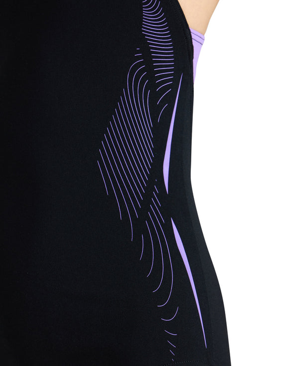 Swim Pro Back Graphic girls' swimsuit, black-purple