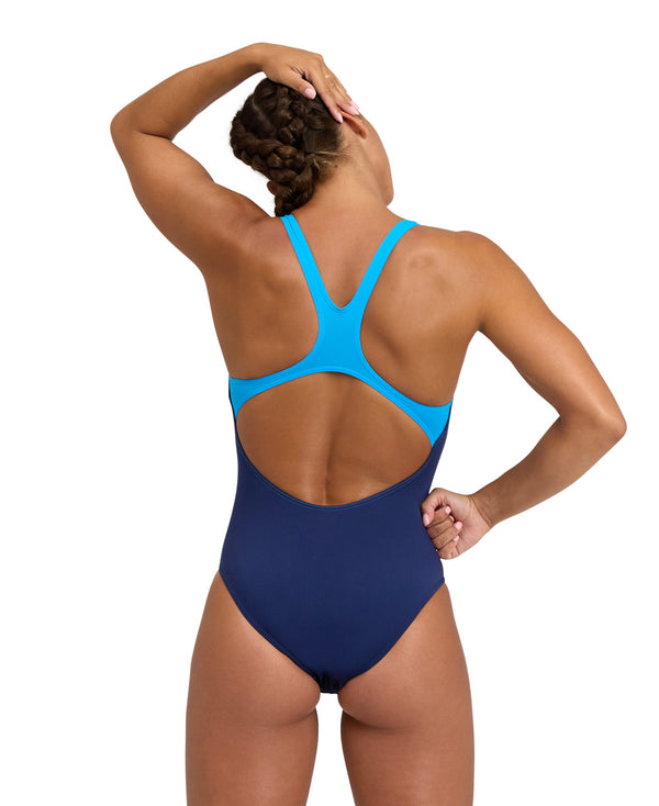 Swim Pro Back Graphic women's swimsuit, navy-turquoise