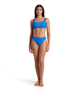 Icons Bralette Solid Two Pieces Women's Bikini, Blue-Pink