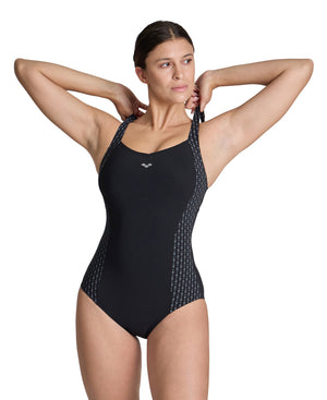 Bodylift Laura Wing Back women's swimsuit, black-silver