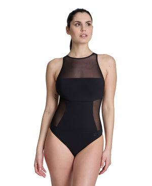 Mesh Panels Swim Pro Back women's swimsuit, black