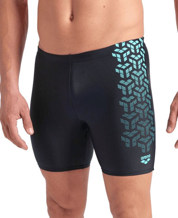 Kikko V Swim Mid Jammer Graphic men's swimming trunks, black-turquoise