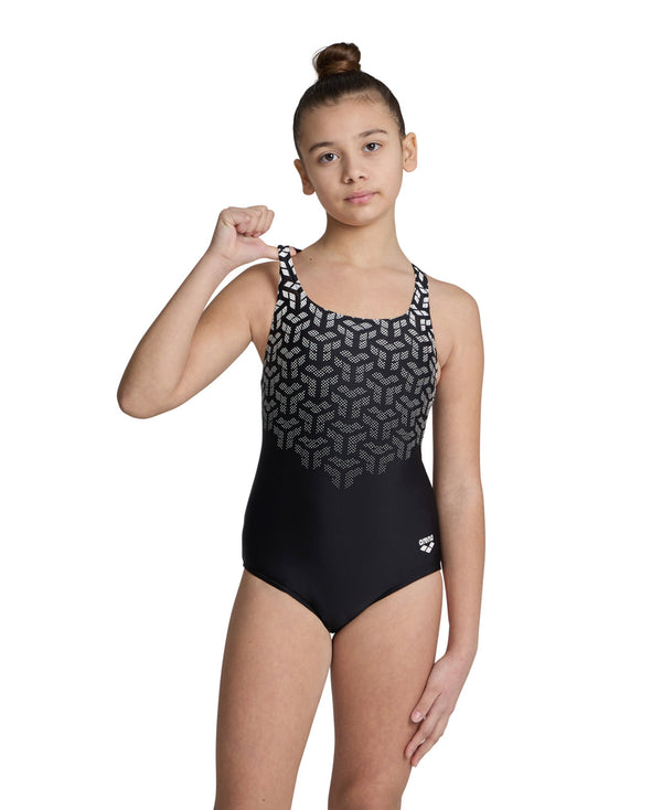 Kikko V Swim Pro Back girls swimsuit, black and white