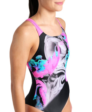 Imaginary Swim Pro Back women's swimsuit, black-pink