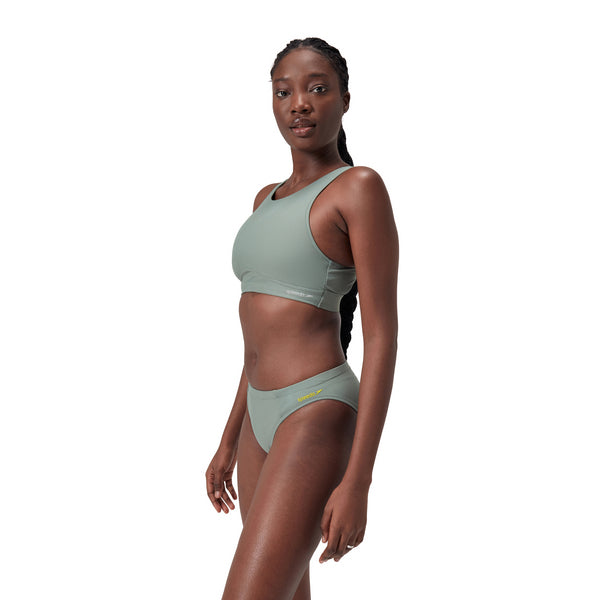 Solid Highneck Top Mesh women's bikini top, green