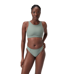 Solid Highneck Top Mesh women's bikini top, green