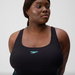 Placement Medalist (+) naisten plus-size uimapuku, musta-sininen