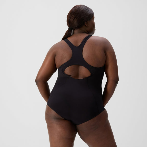 Placement Medalist (+) naisten plus-size uimapuku, musta-sininen