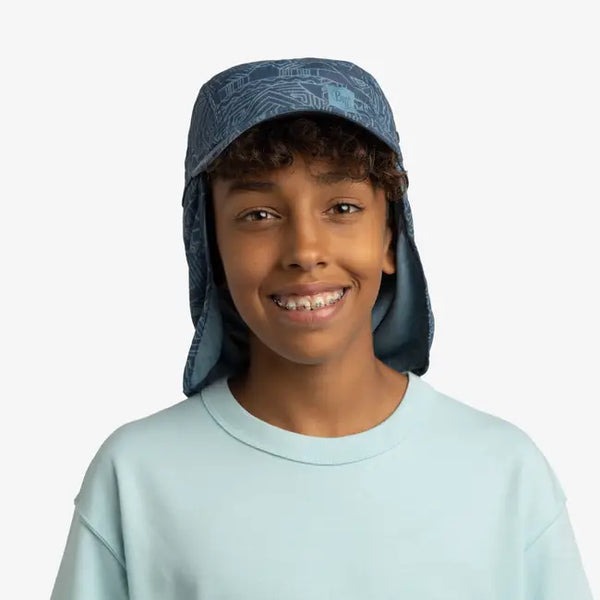 Buff® Sahara Cap Kids – Kasai Night Blue children's cap – UV protection 50+, breathable, lightweight, adjustable