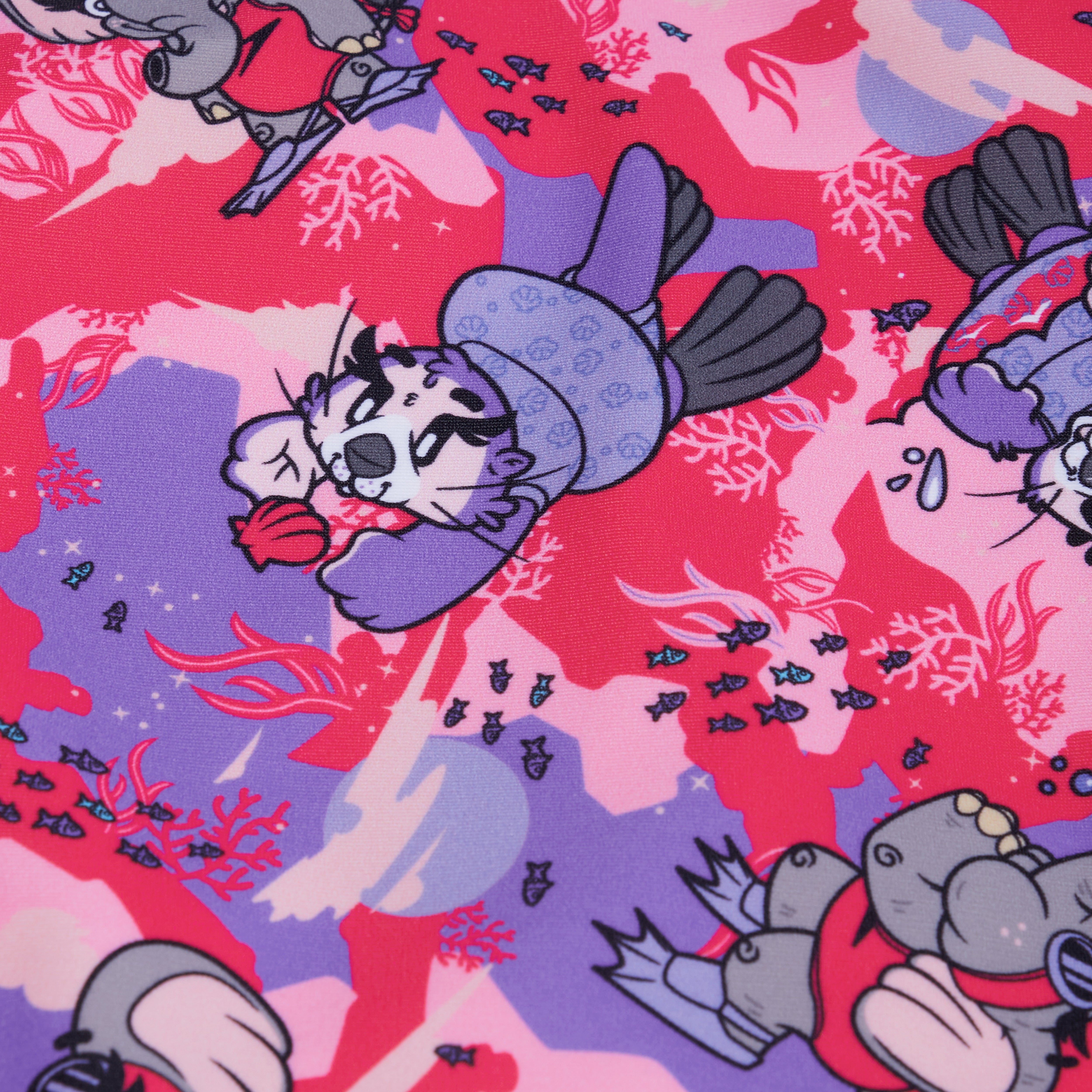 Printed Frill Thinstrap tyttöjen uimapuku, pinkki-violetti