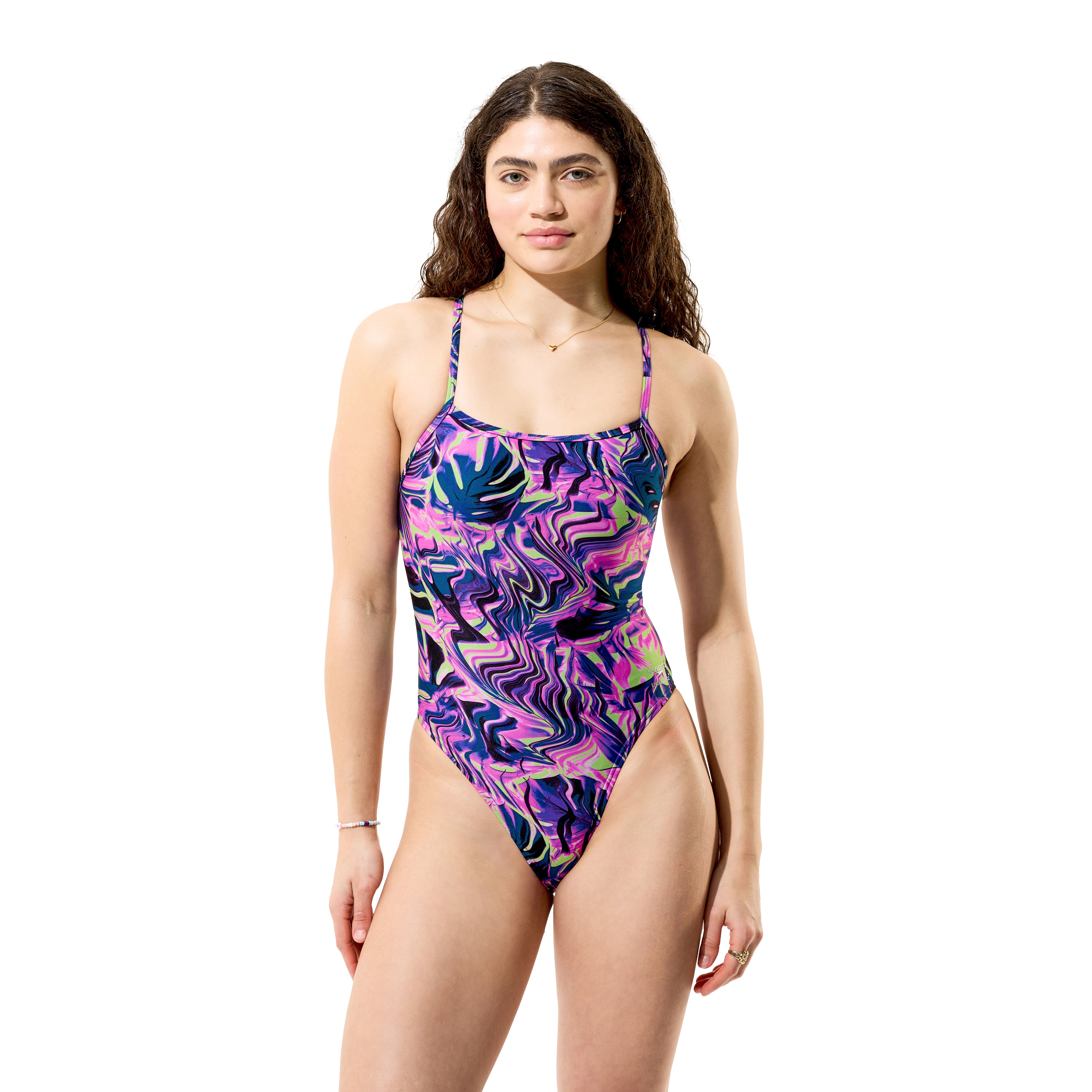 Printed Web Back women's swimsuit, variegated