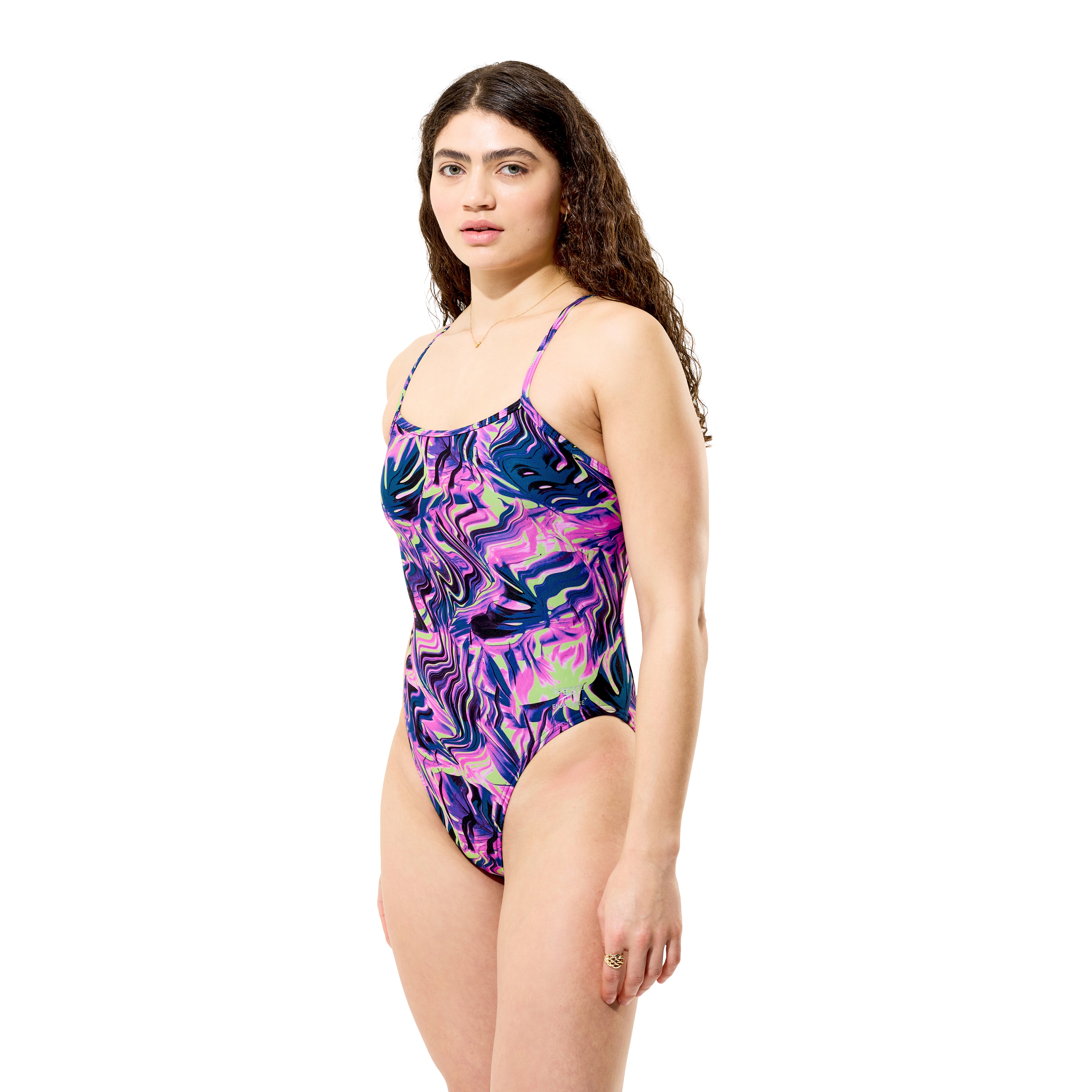 Printed Web Back women's swimsuit, variegated