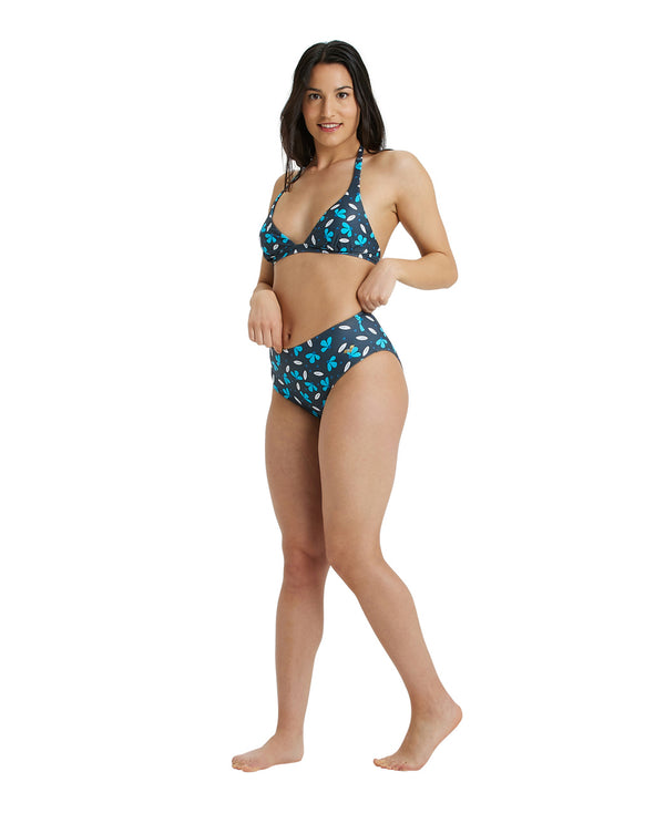 Printed Halterneck Two Pieces naisten bikinit, sini-musta