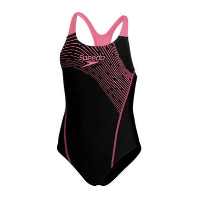 Medley Logo Medalist girls' swimsuit, black-pink