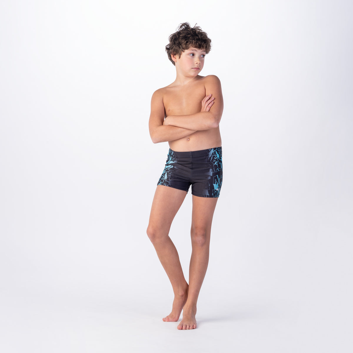Atos lasten boxer-uimahousut, musta-sininen logokuvio