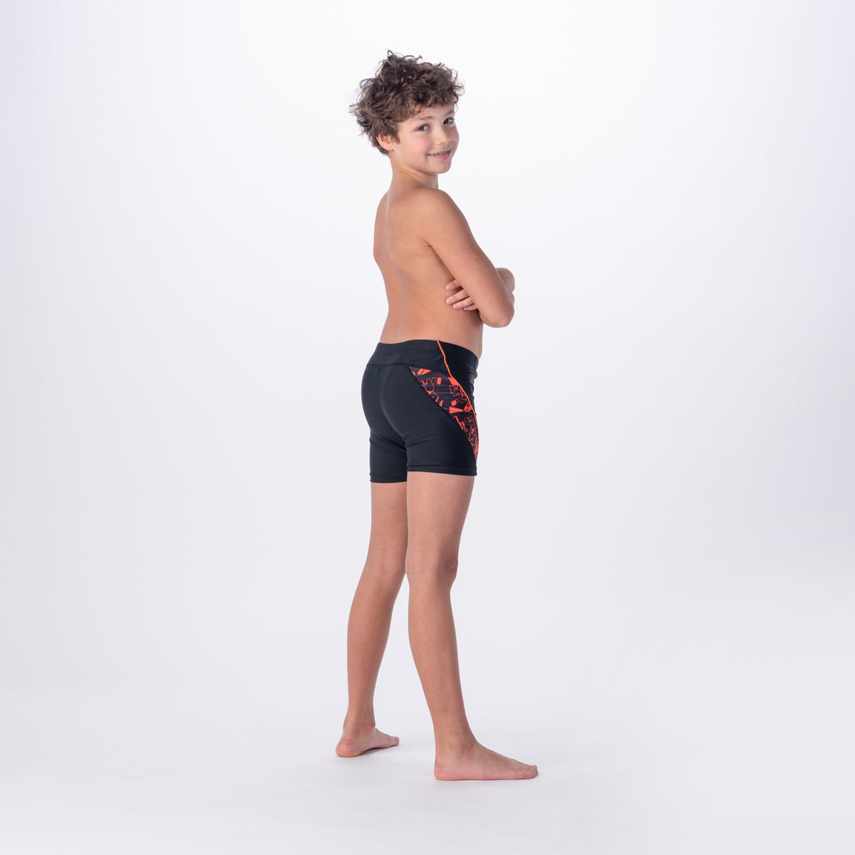 Fiero lasten boxer-uimahousut, musta logokuvio