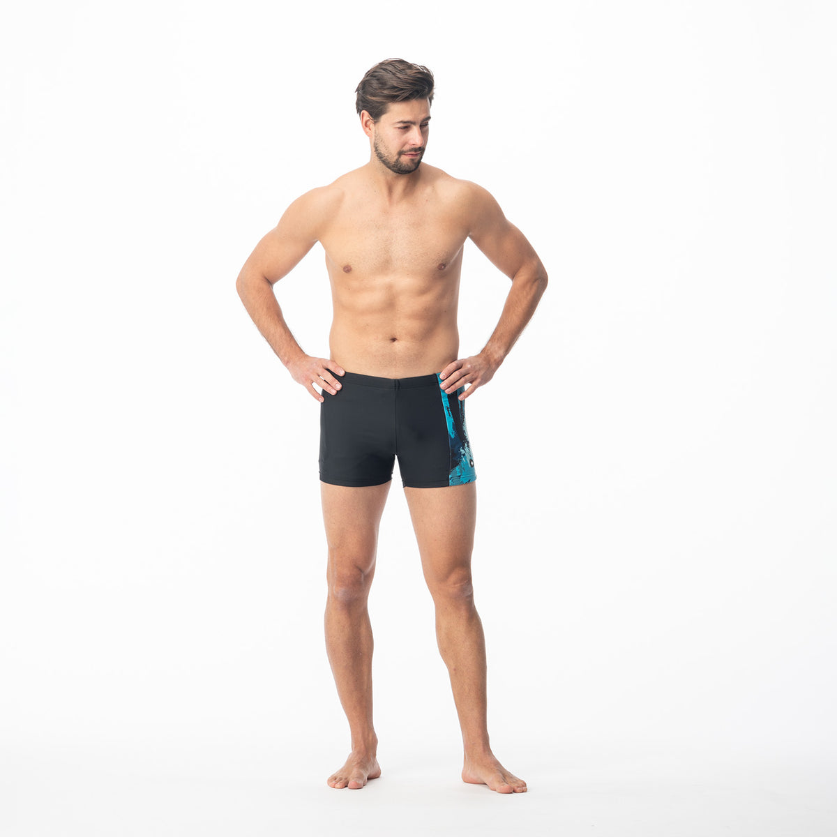 Levu miesten boxer-uimahousut, musta-merikuosi