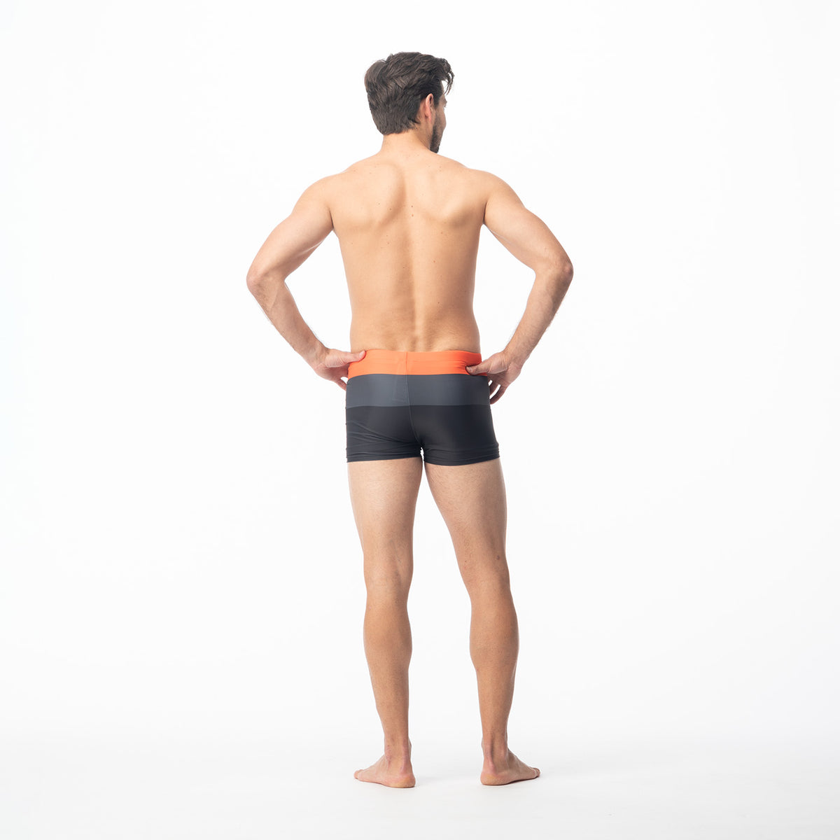 Stripe miesten boxer-uimahousut, ruoste-tummanharmaa-musta