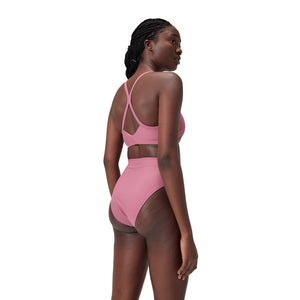 Solid Hi Waist women's bikini bottom, pink