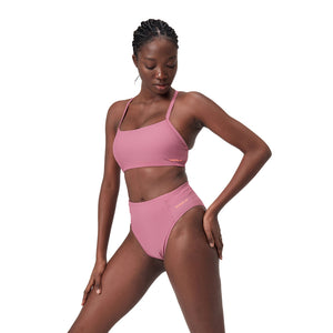 Solid Hi Waist women's bikini bottom, pink