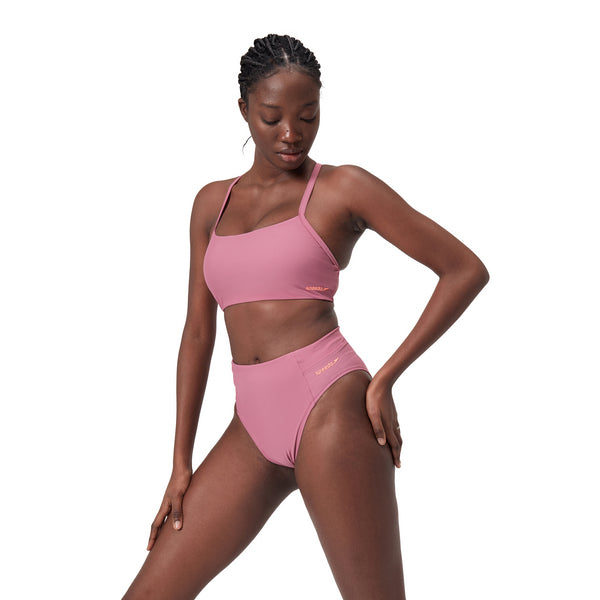 Solid Hi Waist naisten bikini alaosa, rosa