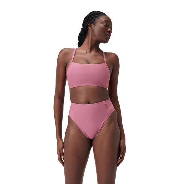 Solid Hi Waist women's bikini bottom, pink