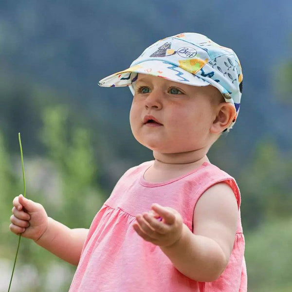 Buff Pack Mini Cap Kids – lasten kevyt ja taittuva lippalakki, Otom Sky, UPF 50+ aurinkosuoja