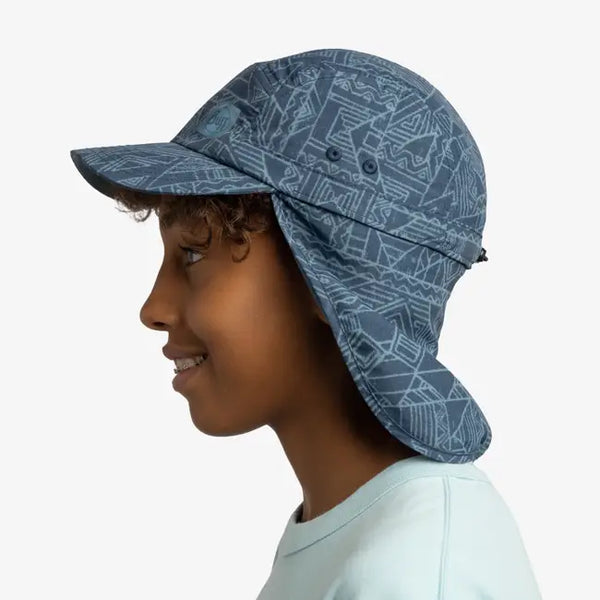 Buff® Sahara Cap Kids – Kasai Night Blue children's cap – UV protection 50+, breathable, lightweight, adjustable