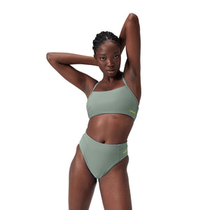 Solid Hi Waist Women's Bikini Bottom, Green