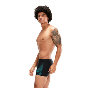 Medley Logo Aquashort men's swim trunks, black-turquoise