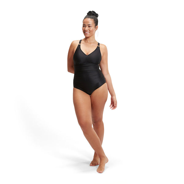 Shaping V Neck women's swimsuit, black