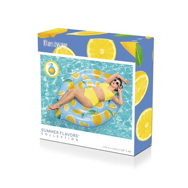 Bestway Lemon Swimming Mattress 176 x 122 cm - Fruit Pattern Inflatable Beach Mattress
