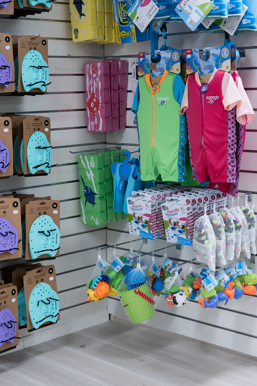 Children's swimwear and swimming instruction products