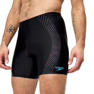 Duo Logo Print Mid Jammer men's swimming trunks, black-turquoise