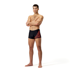 Medley Logo Aquashort men's swimming trunks, black-red