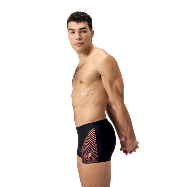 Medley Logo Aquashort men's swimming trunks, black-red