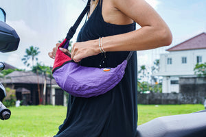 Upcycled Sling Bag, purple-burgundy