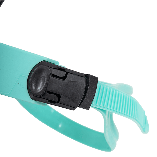 Aqua Center Snorkel keskisnorkkeli, musta, säädettävä otsapanta lähikuvassa - Aquaction