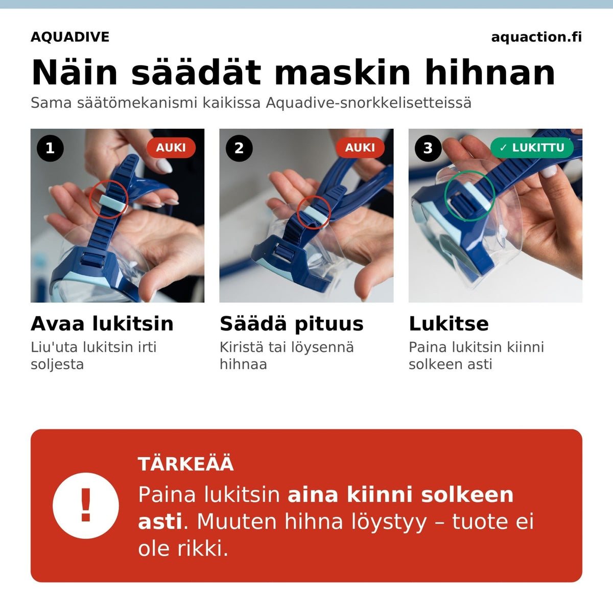 Aquadive aikuisten snorkkelisetti, navy-vihreäAquaction