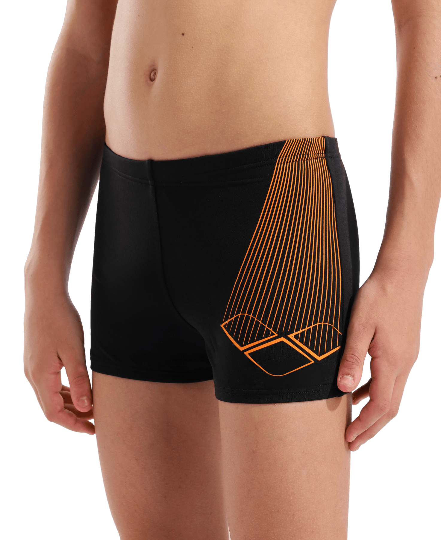 Arena Bright Swim Short poikien uimahousut, musta - oranssiArena