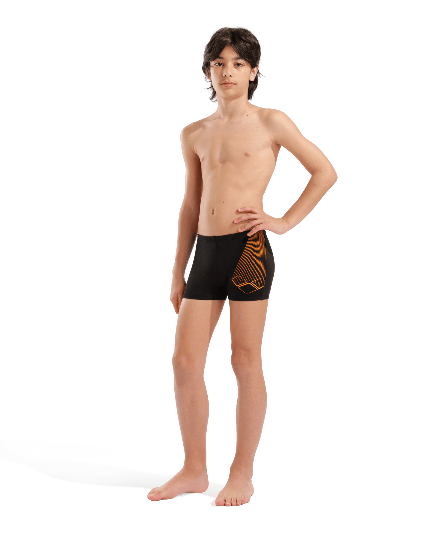 Arena Bright Swim Short poikien uimahousut, musta - oranssiArena