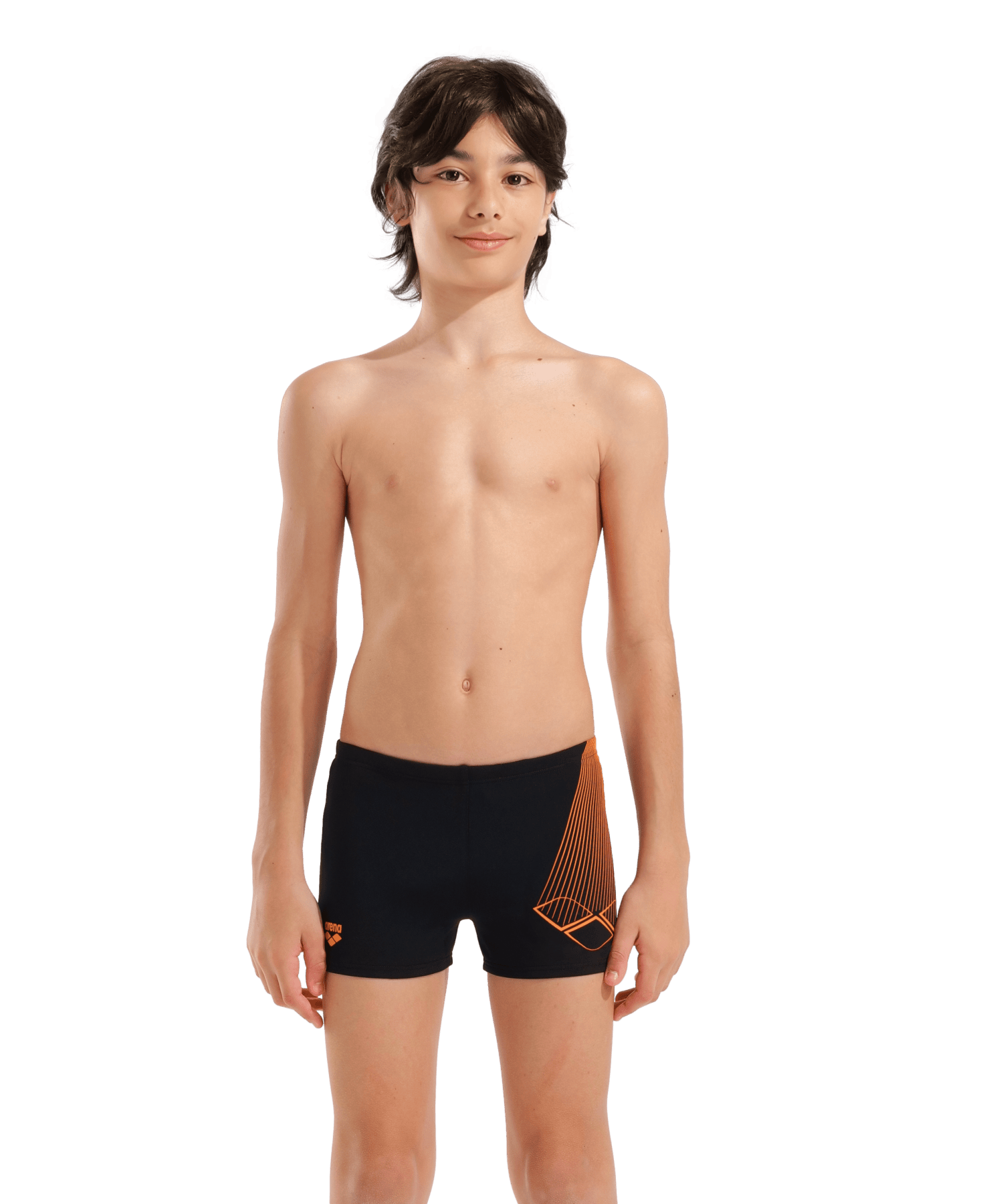 Arena Bright Swim Short poikien uimahousut, musta - oranssiArena