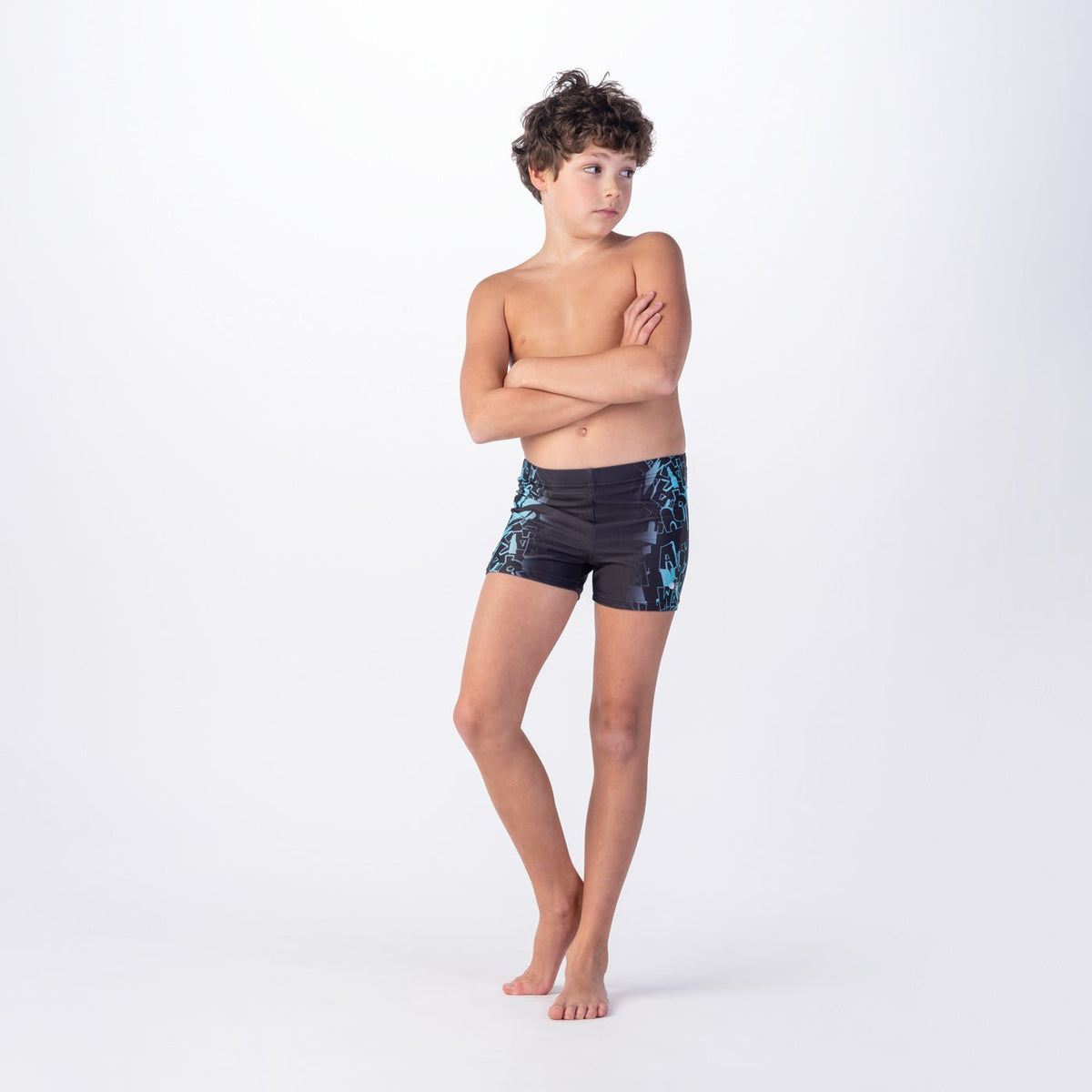 Atos lasten boxer-uimahousut, musta-sininen logokuvio