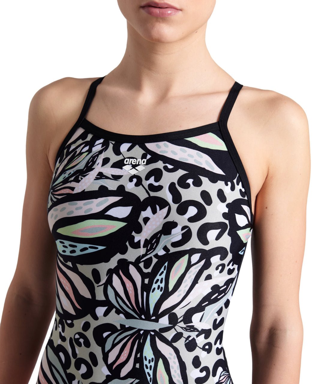 Butterflies Swimsuit Light Drop naisten uimapuku, musta - valkoinenArena