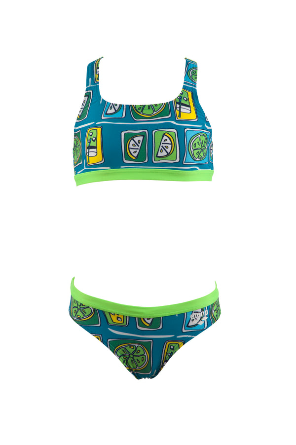 Fruit JR Two Pieces tyttöjen bikinit, sini-vihreä