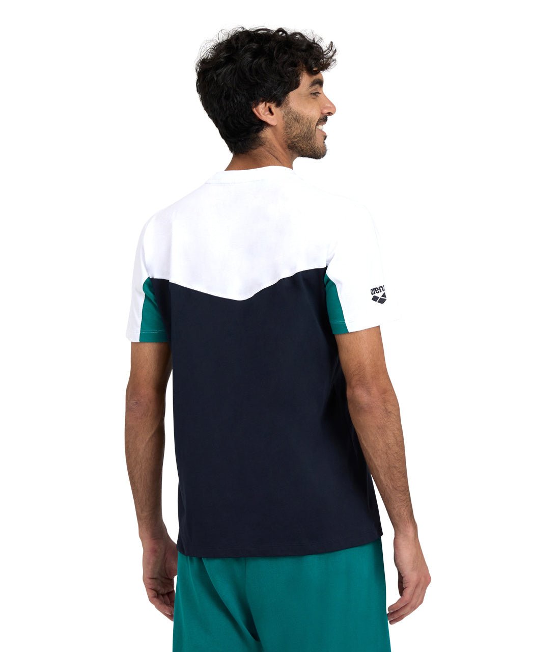 Colour Block Print unisex T - paita, valko - vihreäArena